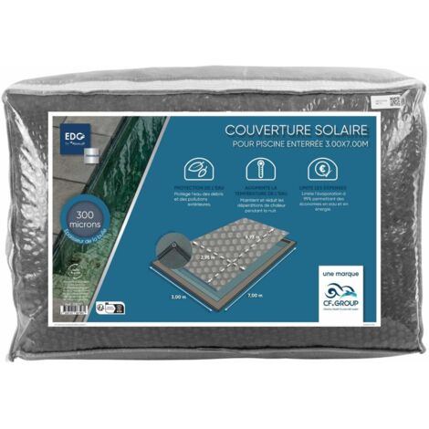 Bâche à bulles Pour Piscine Enterrée 3 X 7 - 300 Microns - Gris Translucide - Dimensions couverture