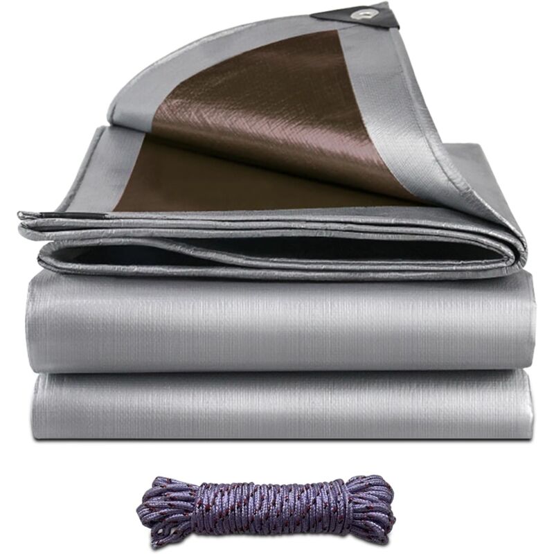 Bâche à œillets imperméable, 2 x 4 m PE 185 g/m², imperméable, pour l'extérieur, imperméable, pour l'extérieur, Marron