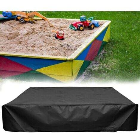 Bâche Bac à Sable 200  200  20CM, Bâche Bac à Sable Imperméable Housse de Protection pour bac à Sable Étanche Bac à Sable avec Cordon de Serrage Tissu Oxford 210D Imperméable, Noir