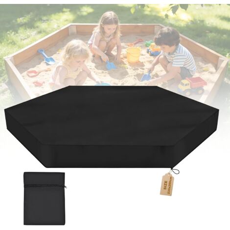 Bache Bac a Sable 230 x 200cm, Bâche pour Tissu Oxford 210D Imperméable Anti-Poussière, Housse Hexagone avec Cordon Serrage et Sac Rangement, Piscine Jardin Terrasse -