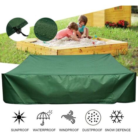 Bache bac à Sable  Housse Protection étanche UV Protection  pour bac à Oxford avec Cordon de Serrage-Vert（150x150 cm）