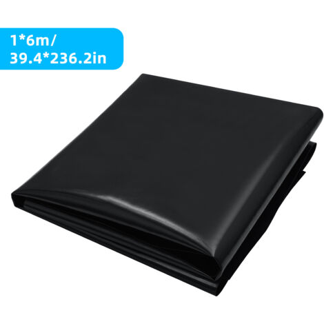 Bâche bassin 1x6m, 04mm, pour bassin jardin, poissons, cascade Noir