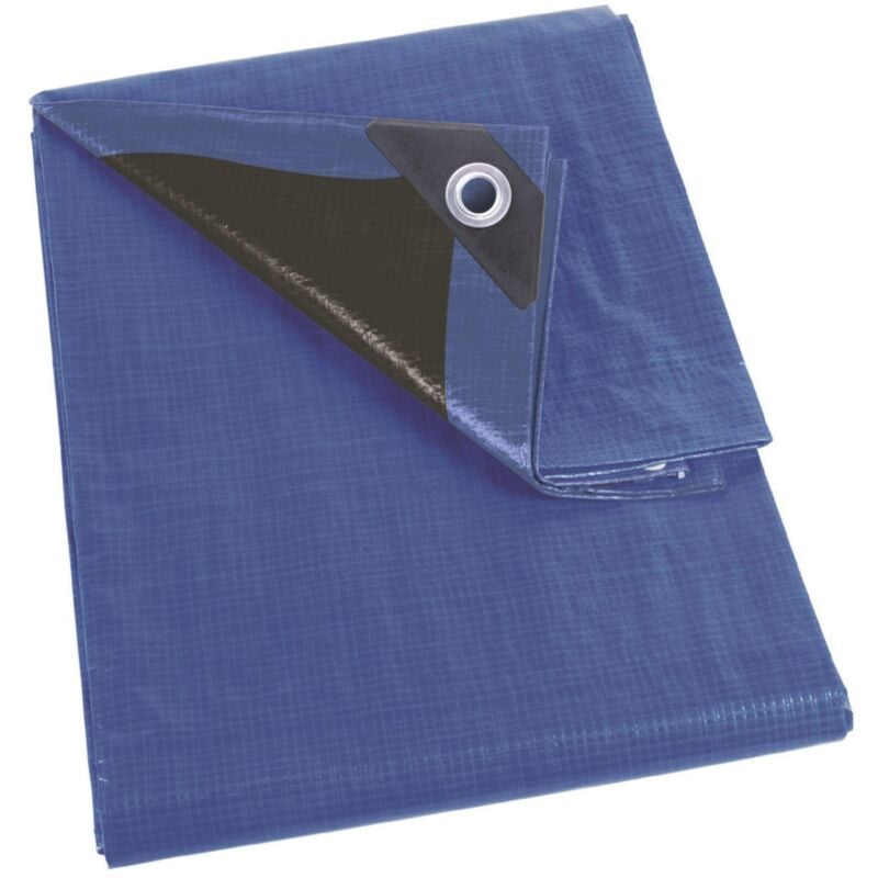 Perel Bâche, bâche imperméable, bache de protection extérieur, hivernage, très résistante, 20 œillets, angles renforcés, rectangulaire, bleu/noir,