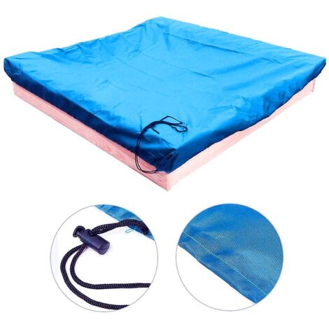 Bâche carrée imperméable à cordon de serrage pour bac à sable de plage et piscine (Noir - 200200cm)