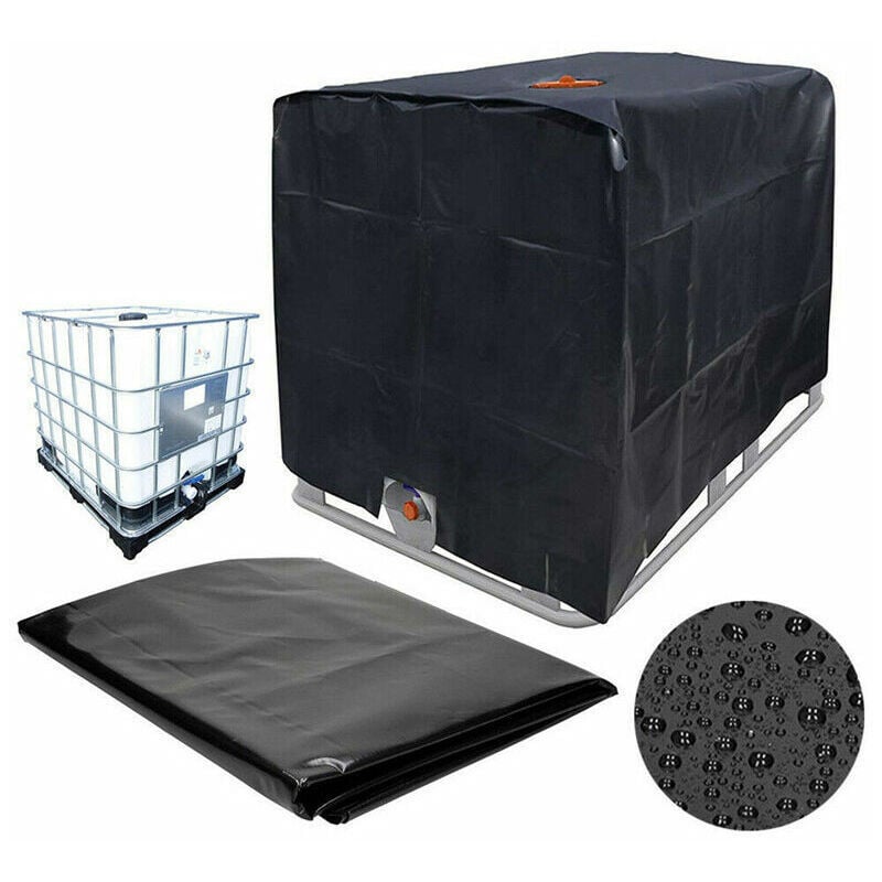 Bâche Couverture Réservoir IBC pour Conteneur IBC 1000L, 116 x 100 x 120 cm Bâche de Réservoir d'eau Anti-UV Anti-Pluie ( Noir )..DEBUNS