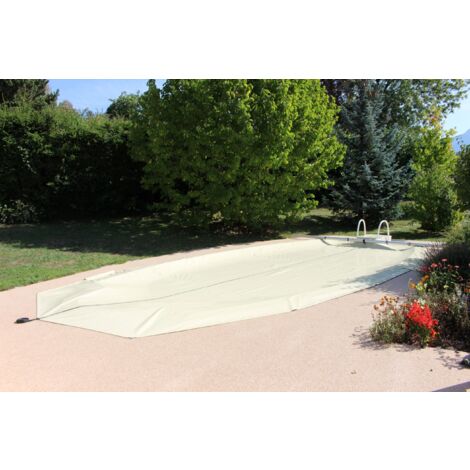Bâche Cov'Top de sécurité 4 saisons, piscine 5,5x11m, Manuelle, Sable, Couverture POOLCO