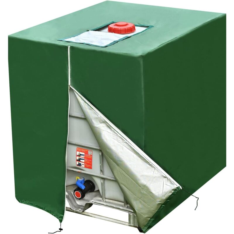 Bâche Cuve 1000L Anti uv 420D avec Cordon Fermeture éclair ibc Housse Container Réservoir d'eau