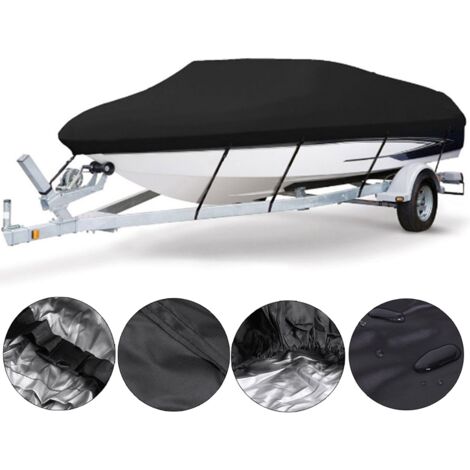 Bâche de bateau en forme de V pour bateaux de 420 à 270 cm (11 à 13 pieds), noire, en tissu Oxford 210D, résistante.