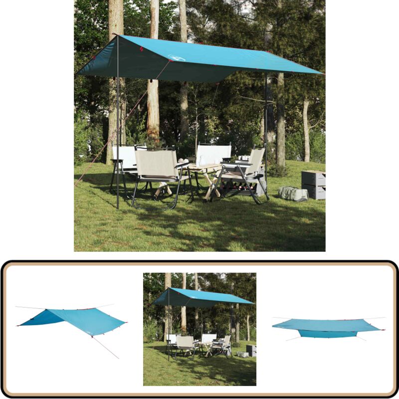 Bâche de camping bleu 360x294 cm imperméable - Tente De Camping - Bâche Imperméable - Abri Extérieur - Protection Contre La Pluie - Équipement De