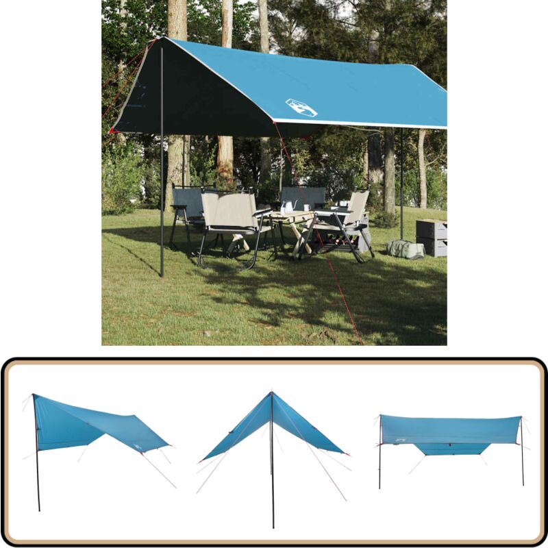 Bâche de camping bleu 430x380x210 cm imperméable - Tente De Camping - Bâche Imperméable - Abri Extérieur - Protection Contre La Pluie - Équipement De