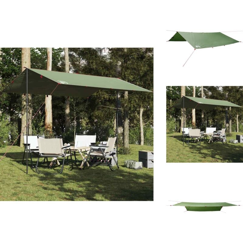 Bâche de camping vert 360x294 cm imperméable - Tente De Camping - Bâche Imperméable - Abri Extérieur - Protection Contre La Pluie - Équipement De