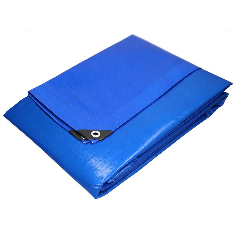 bâche de protection imperméable à l'eau avec oeillets - 4x6m 24m² 180g/m²- polyéthylène pe bleu - résistant à la moisissure - couverture étanche de