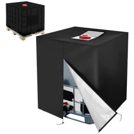 Bâche de couverture pour réservoir IBC 1000 L, anti-UV et coupe-vent en 420D, avec fermeture éclair.