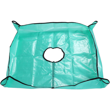 Bâche de jardinage imperméable 100x100cm avec trou central et 4 attaches pour la récolte des débris d'élagage