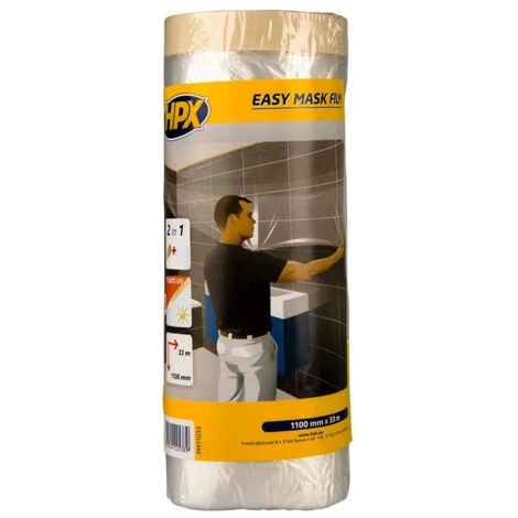 Bâche de peinture adhésive 2700 mm x 16 m – Papier crépe pour surfaces lisses – Adhérence électrostatique pour travaux intérieurs – HPX