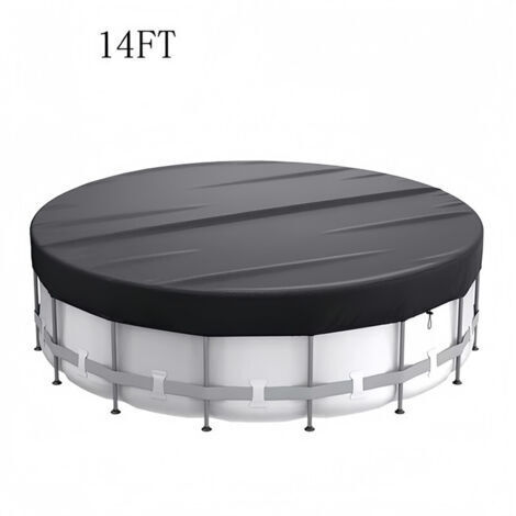 Bâche de piscine-Bâche de protection ronde pour piscine - avec cordon de serrage pour une utilisation facile -43020CM (14 pieds), noire