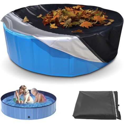 Bâche de piscine ronde 160 cm, x 30 avec cordon serrage, Oxford 210D, imperméable, pliable, résistante aux UV et indéchirable, pour chien -
