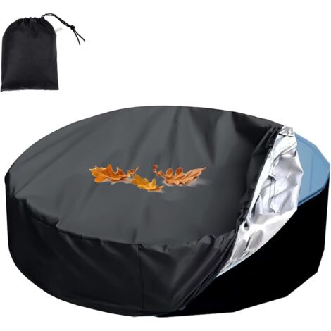 Bâche de piscine ronde 305 cm, pour résistante aux UV, à la poussière, avec corde coupe-vent, tous les types piscines, noire - cm (Ronde)
