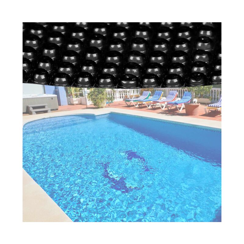 Bàche Couverture Piscine Ronde à Effet Isolant - Noire. Diamètre 5 m - Noir