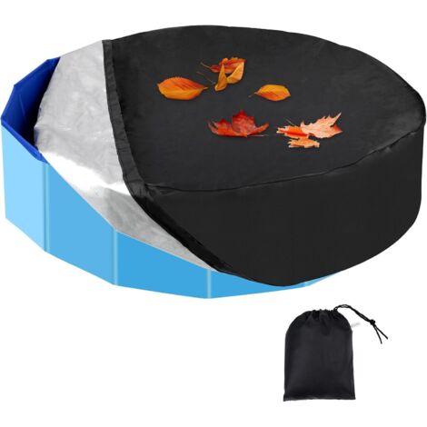 Bâche de piscine ronde pour chien - Pliable Résistante aux UV Avec cordon serrage Imperméable et résistante à la poussière 121 cm (Ronde)