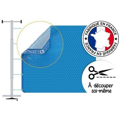 Bâche de piscine sur mesure 9 x 4 m – Bâche à bulles bleue 400 microns – Finition solo avec œillets – Fabrication française – Albon