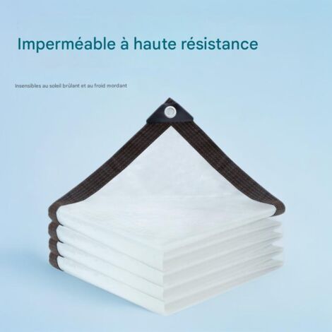 Bâche de pluie transparente en PE épais - Imperméable et légèrement translucide - Bâche imperméable et résistante - 4 m x 4 m