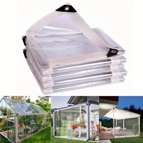 Bâche de Pluie Transparente Renforcée PE - Bâche imperméable Transparente avec œillets-pour Meubles de Jardin - Abri Jardin pour Balcon et Terrasse - 1×5m