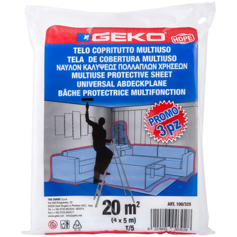 Bâche De Protection 16m² Lot 3 Pièces Sous Sachet - Geko
