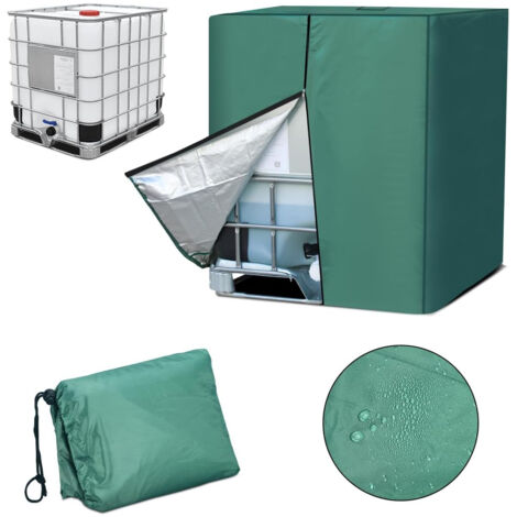Bâche de Protection 210D pour Réservoir d'Eau 1000L - Couverture Étanche pour Cuve IBC 275 Gallons avec Fermeture Éclair