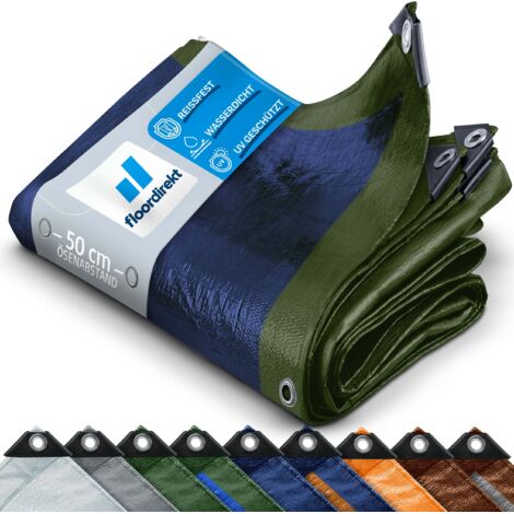 Bâche de protection 90 g / m² Vert / bleu 4 x 6 m