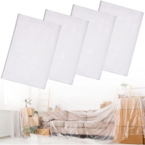 Bâche de protection de peinture 2 x 5 m (4 pièces), bâches imperméables pour la protection pendant les travaux de peinture