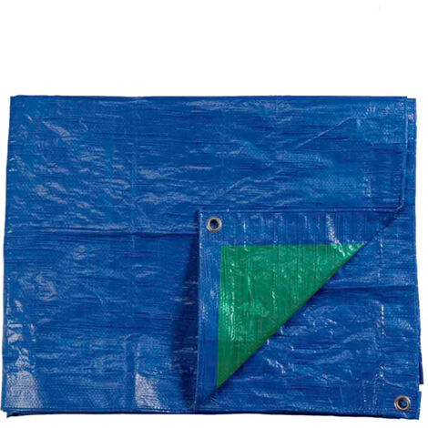 Bâche de protection EDM Bleu/Vert - Œillets métal - 90 g/m2 - 5 x 8 m - Vert