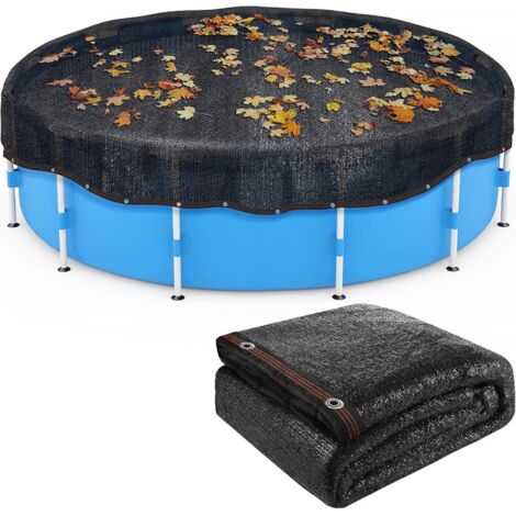 Bâche de Protection en Maille pour Piscine Hors Sol Attraper Les Feuilles Hiver – Filet sécurité 5,5 m Pare-Soleil Jardin Noir avec œillets -