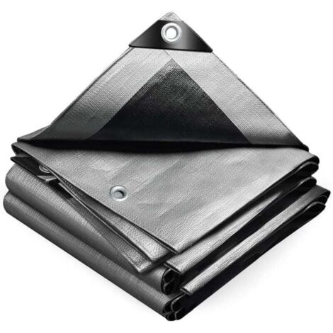 Bâche de Protection en Polyéthylène 240g/m² Bâche Imperméable Ultra Lourde et Résistante Revêtue des Deux côtés avec Oeillets en Aluminium Couverture Étanche pour Jardin, Piscine 3x4m