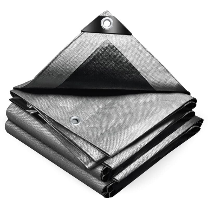 Bâche de Protection en Polyéthylène Bâche Imperméable Ultra Lourde et Résistante Revêtue des Deux côtés avec Oeillets en Aluminium Couverture Étanche