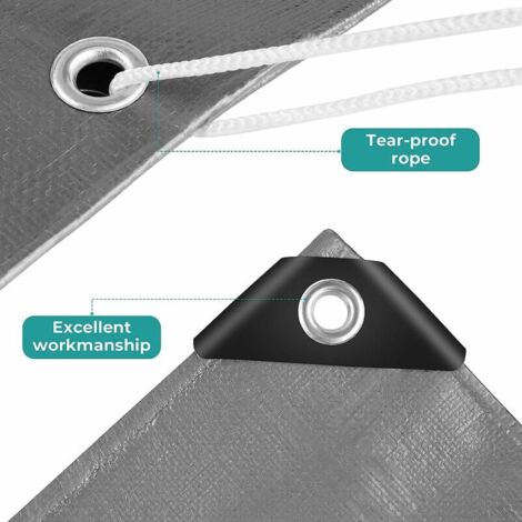 Bâche de Protection en Polyéthylène Grise - Dimensions 2x2m - Imperméable et Résistante aux Intempéries - Pour Meubles de Jardin, Bois, Piscine
