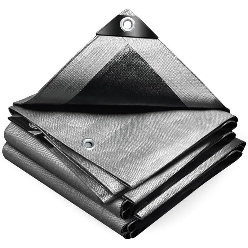 Bâche de Protection en Polyéthylène resistant et impermeable 160g/m² gris et noir 3x4m