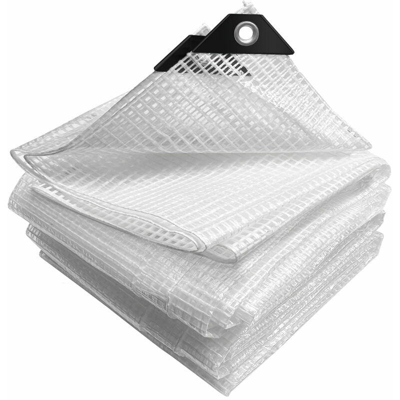 Vounot – Bâche de protection en polyéthylène 180g/m² – 4x6m blanc – Imperméable et anti-UV – Renforcée avec œillets aluminium