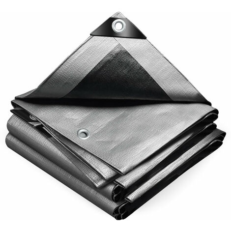 Bâche de Protection en Polyéthylène resistant et impermeable 240g/m² gris et noir 3x5m