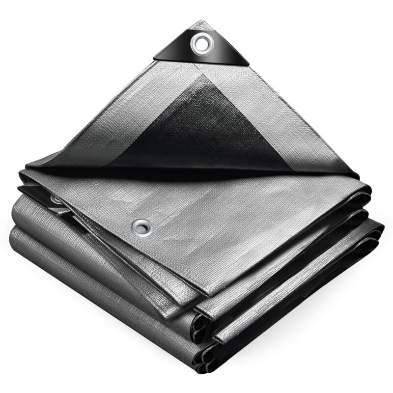 Bâche de Protection en Polyéthylène,Bâche Imperméable Ultra Lourde et Résistante Revêtue des Deux côtés,Aluminium Couverture Étanche 3x5m