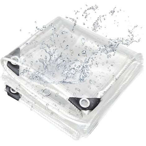 Bâche de Protection Exterieur SDLOGAL, 6 x 4m 380 g/m² Imperméable Bâche Transparente avec Œillets, PVC Bâche Résistante aux Intempéries pour Meubles de Jardin, Ferme, Voiture, Bassin