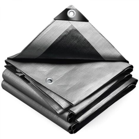 Bâche de protection grise 4 m x 6 m, 1 feuille, bâche imperméable durable, couverture imperméable adaptée aux piscines de jardin