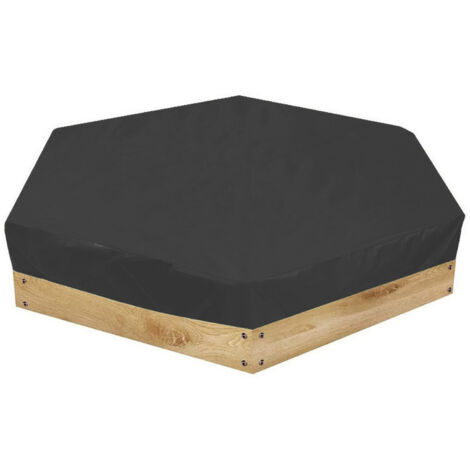 Bâche de Protection Hexagonale pour Bac à Sable - Matériau Polyester & PVC Imperméable, Anti-UV avec Cordon de Serrage (140x120cm) Couleur Noir