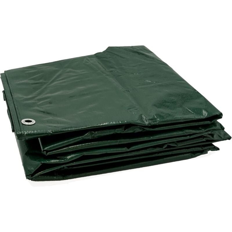 Bâche de protection Multi-usage vert 5 x 6 m en polyéthylène résistant à la déchirure - Bache avec Oeillets Inoxydable - Couverture extérieure pour