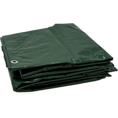 Bâche de protection Multi-usage vert 5 x 6 m en polyéthylène résistant à la déchirure - Bache avec Oeillets Inoxydable - Couverture extérieure pour travaux