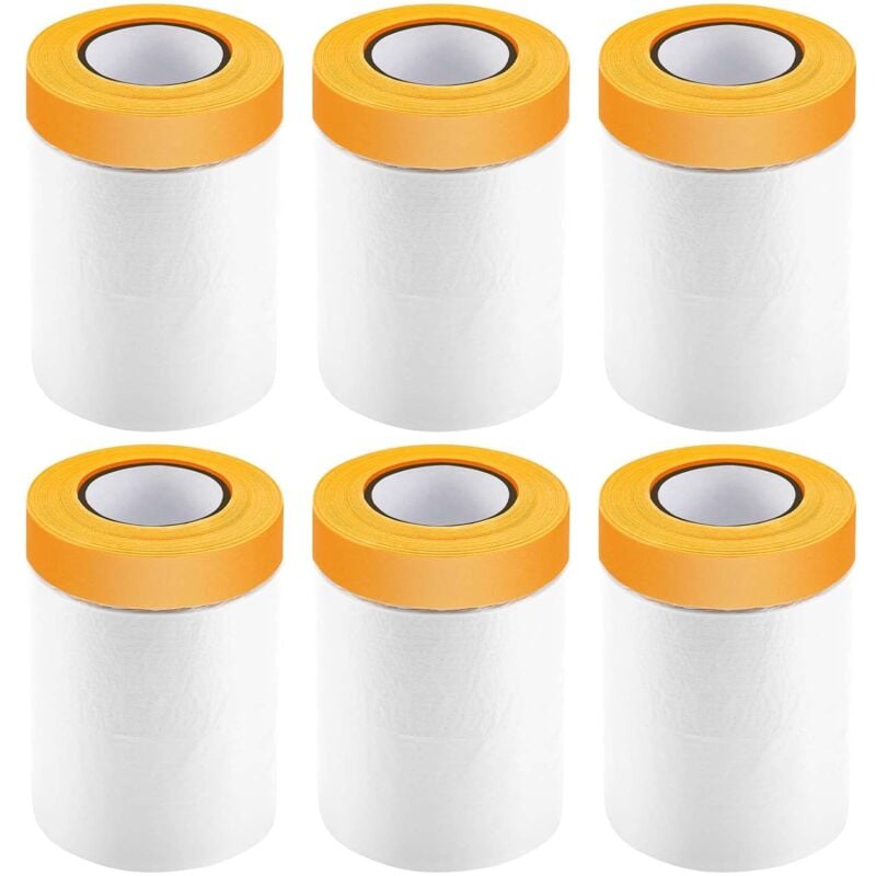 Bache de Protection Peinture, 6PCS Bache Peinture, Plastique Protection Peinture, Protection Sol Peinture, Film de Masquage avec Scotch Convient pour