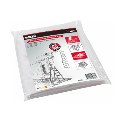 Bâche de protection polyéthylène 4 x 5 m, pour intérieur & extérieur - OCAI