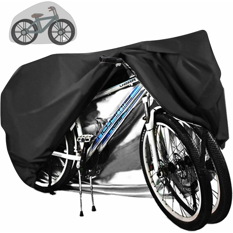 Bâche de protection pour 2 vélos - Imperméable - Tissu Oxford 210D respirant avec œillets de verrouillage - 200 x 85 x 110 cm - Pour vtt et course