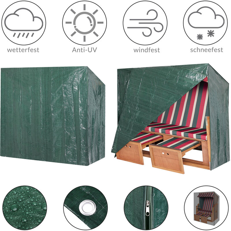 Kingsleeve - Bâche de protection pour abri de plage 125x90x165/135 cm en pe housse meuble mobilier de jardin