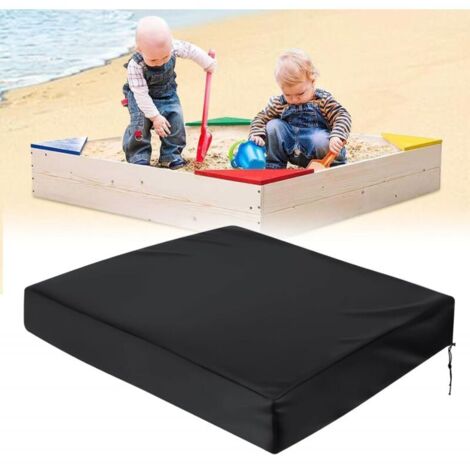 Bâche de protection pour bac à sable, 120 x 120 cm, imperméable, avec cordon de serrage, housse de protection noire.